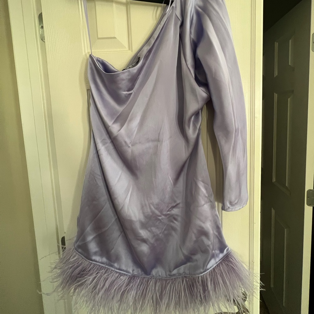 ZARA one shoulder silk dress